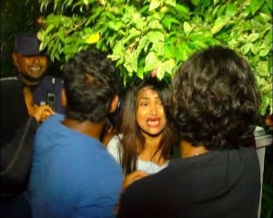 Nazra Naseem, MP Mahloof's wife, at the time Mahloof was being led away by police